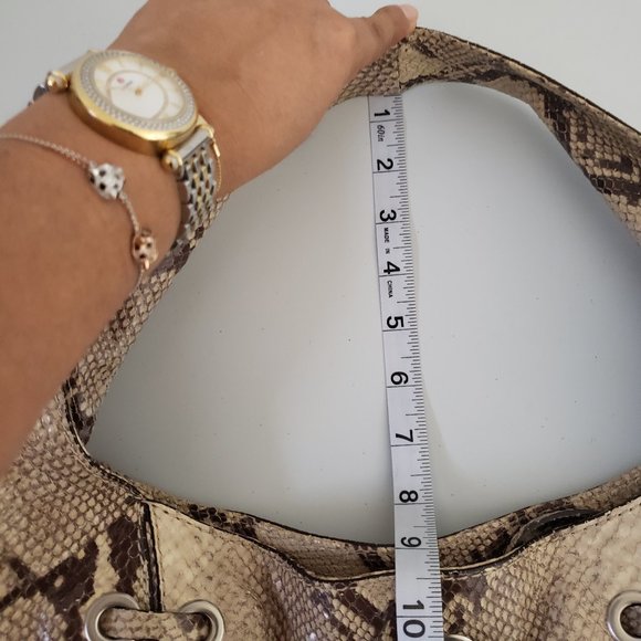 Michael Kors - Reptile print hobo bag, tassels w/silver hardware - Picture 12 of 13